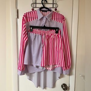 Boohoo striped pink and purple set
